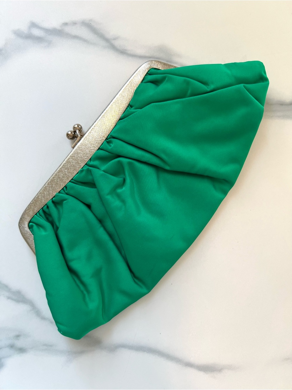 Vintage Emerald Green Textile Evening Clutch Bag 1960s - Picture 16 of 16